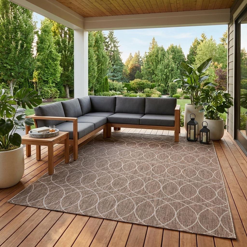 Unique Loom Outdoor Trellis Collection Area Rug - Gitter (10' x 14' 1" Rectangle, Blue/ Ivory)