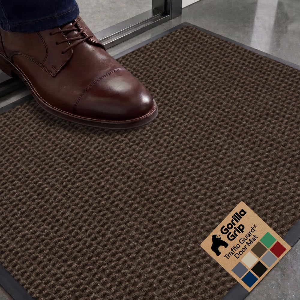 GORILLA GRIP Traffic Guard Indoor Outdoor Heavy Duty Door Mat, 72x48 Black
