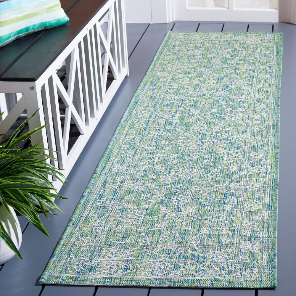 SAFAVIEH Courtyard Collection 8' x 10' Turquoise CY8680 Indoor/ Outside Waterproof Easy cleansingPatio Backyard Mudroom Area Mat
