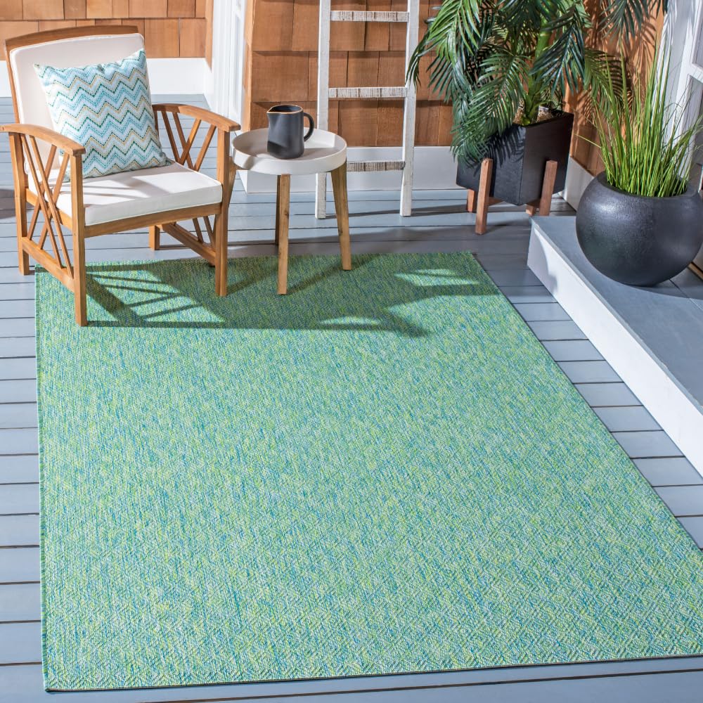 SAFAVIEH Washable Rug Outdoor Courtyard Collection - 8' x 10', Natural & Cream, Non-Shedding & Easy Cleaning, Ideal for Patio, Backyard, Mudroom, DIning Space (CY8521-03012)