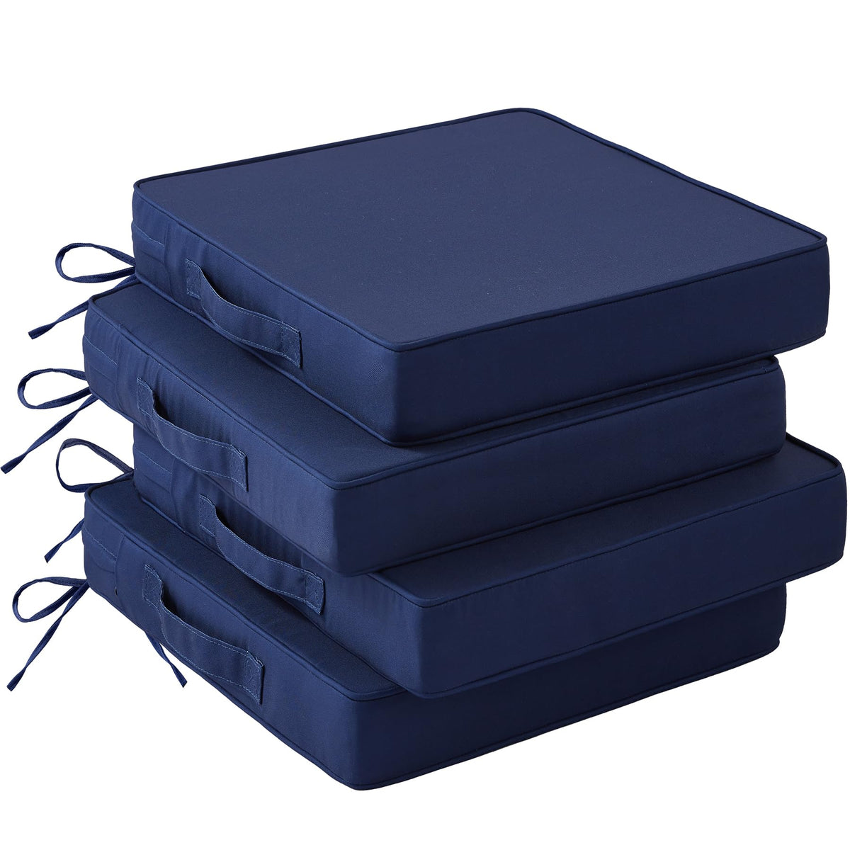 IASEAHK Patio Chair Cushions, 19" x 19" x 3" Outdoor Chair Cushions Set of 4, Waterproof Outdoor Cushions for Patio Furniture, Outdoors Seat Cushions with Handle and Ties, Navy Blue
