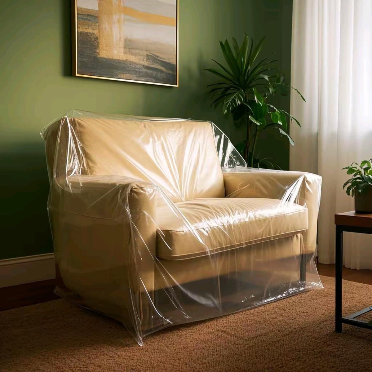 TopSoon 2Pack Heavy Duty Plastic Chair Cover,Furniture Living Room Chairs for Storage and Moving,Waterproof Dust-Proof Armchair Covers,Clear Couch Covers, 46-inch by 76-inch