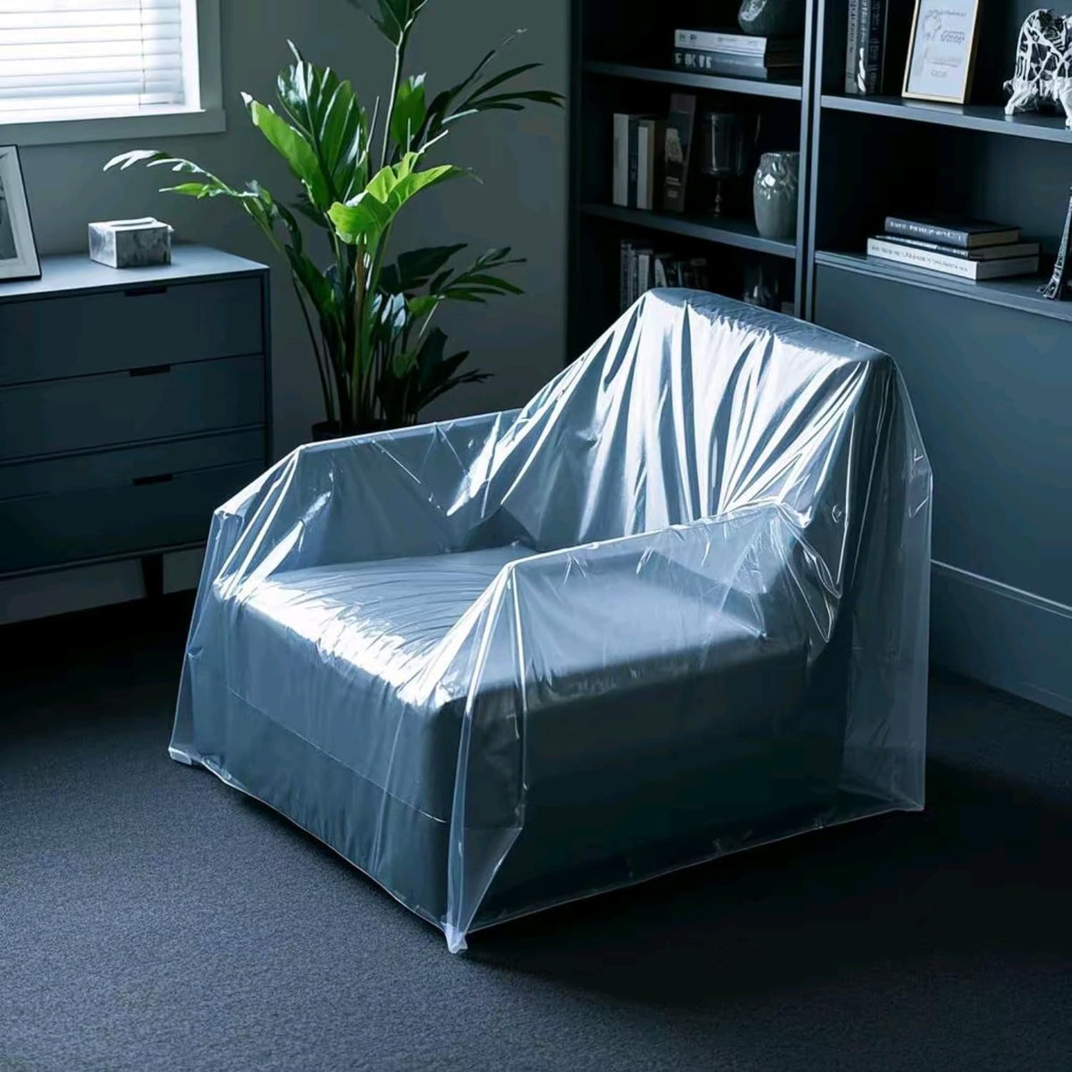TopSoon 2Pack Heavy Duty Plastic Chair Cover,Furniture Living Room Chairs for Storage and Moving,Waterproof Dust-Proof Armchair Covers,Clear Couch Covers, 46-inch by 76-inch