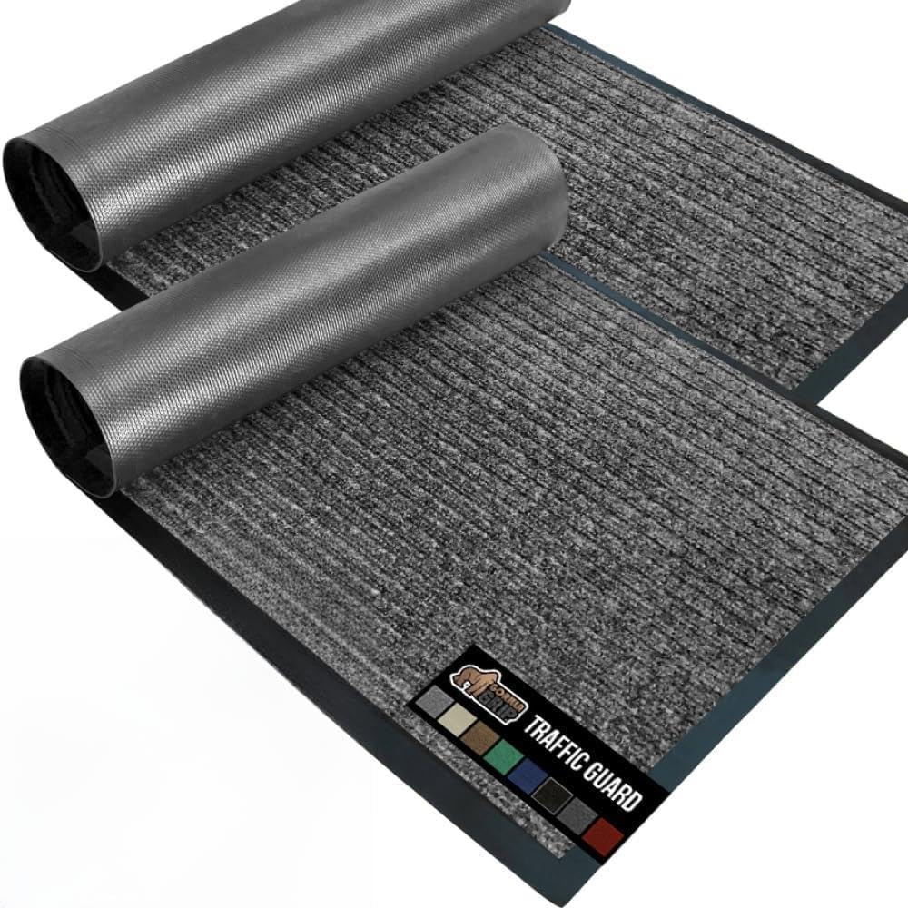 GORILLA GRIP Traffic Guard Indoor Outdoor Heavy Duty Door Mat, 72x48 Black