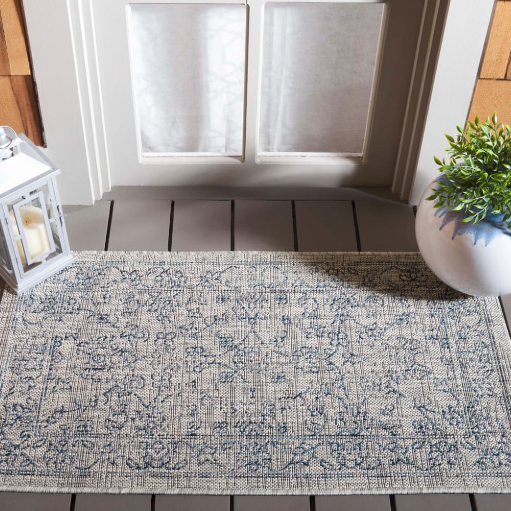 SAFAVIEH Courtyard Collection 8' x 10' Turquoise CY8680 Indoor/ Outside Waterproof Easy cleansingPatio Backyard Mudroom Area Mat