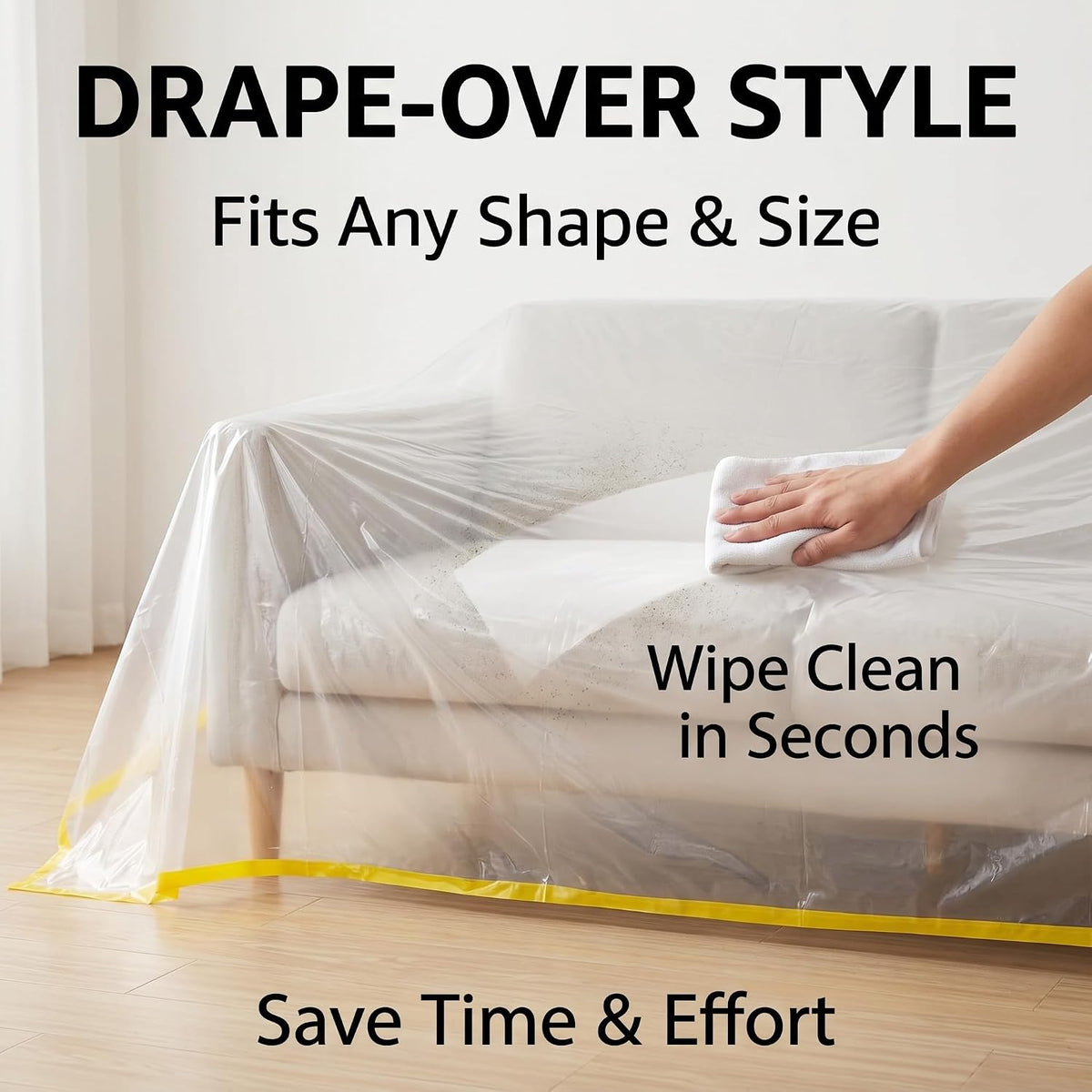 146in Plastic L-Shape Sectional Couch Cover Moving & Storage Bag