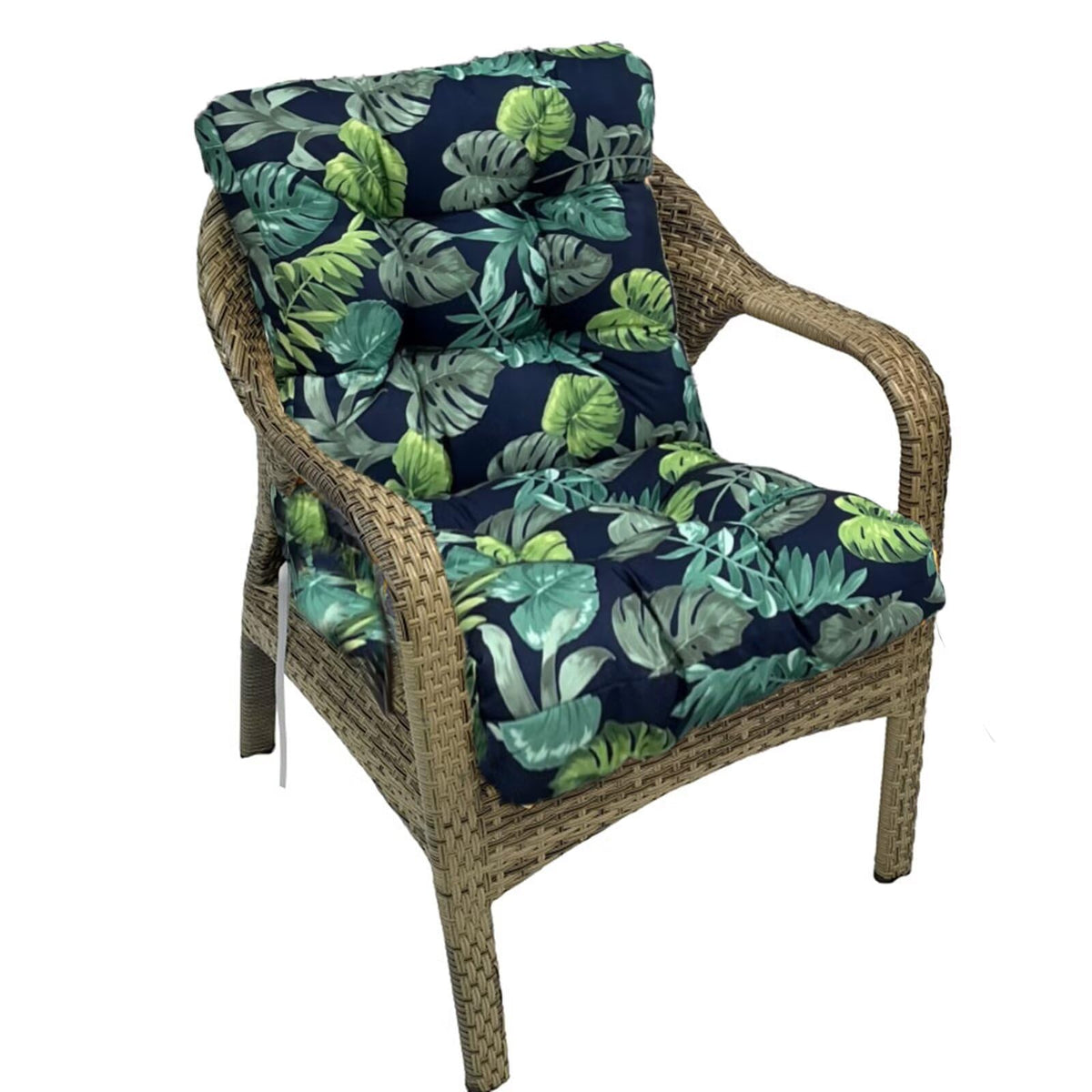 Outdoor Chair Cushions Waterproof Floral Tufted Lawn Wicker Chair Cushion for Patio Furniture Indoor Rocking Chair Pad 41.7"*20.8"*3.5" Hawaii