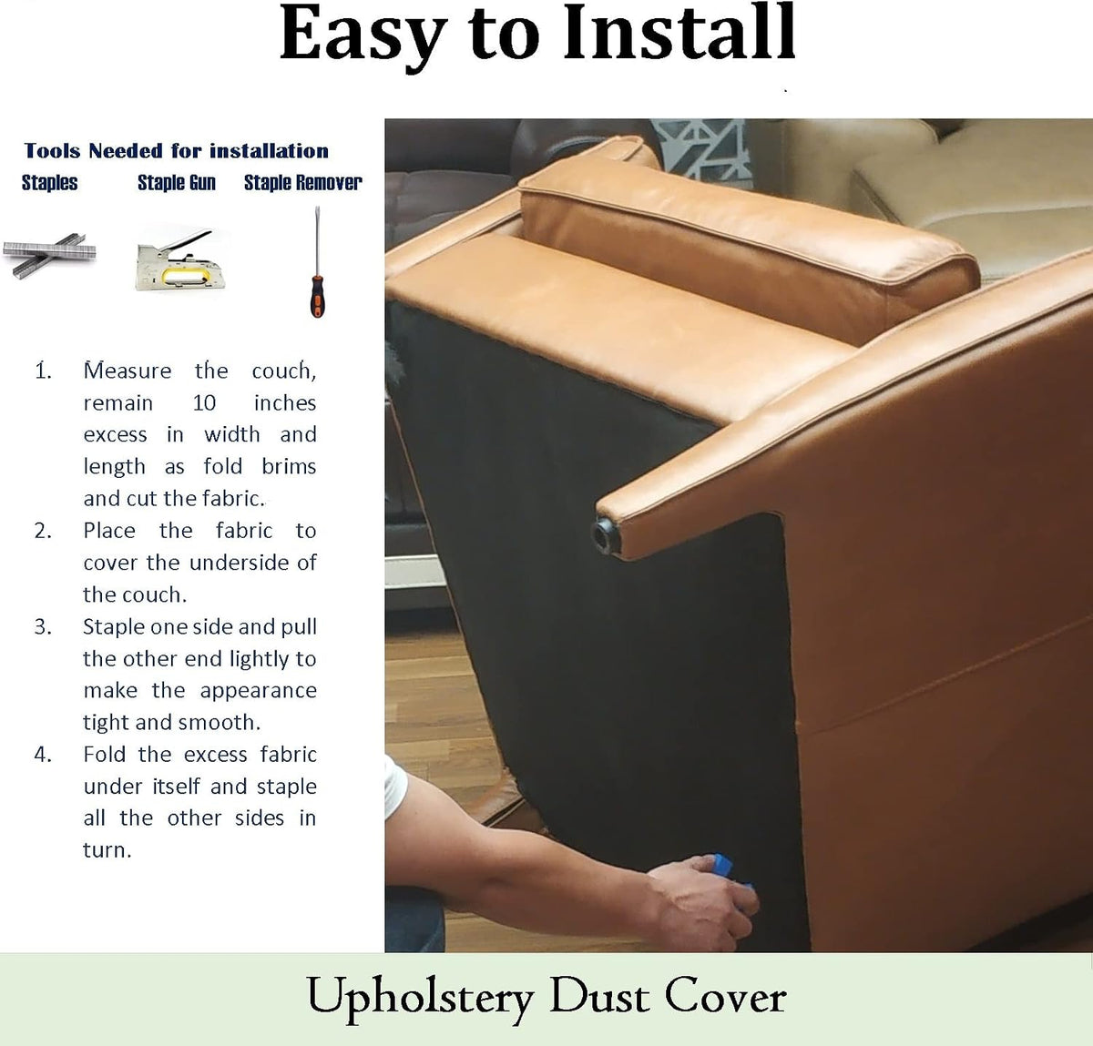 3 yds. X 63 ins. Upholstery Dust Cover Fabric Replacement, Non-Woven Black Cambric Fabric for Under Cloth of Couches, Recliners, Loveseats, Chairs, Sofas or Mattresses Bottom Cover
