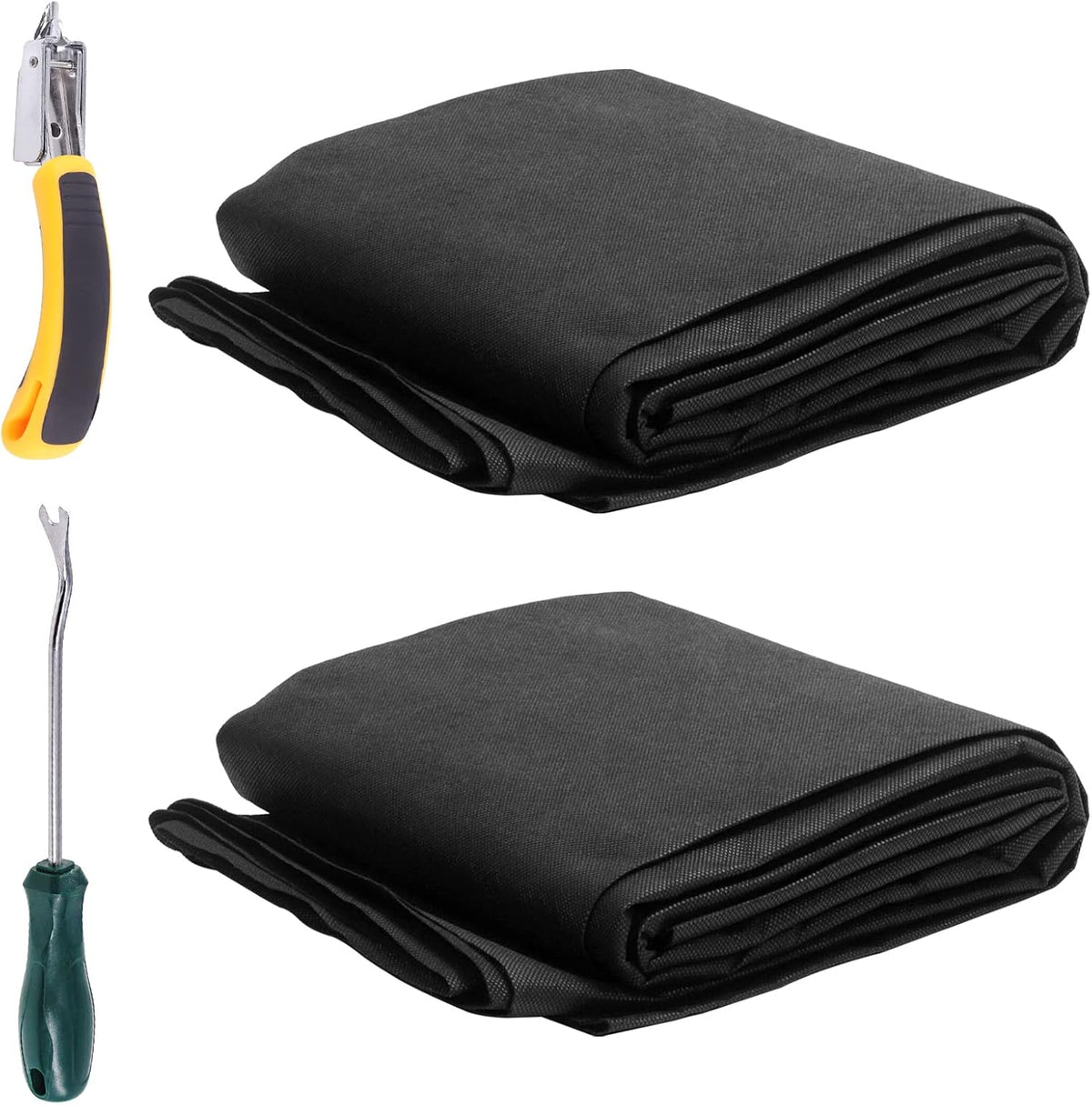Swpeet 5Pcs 60 Inch x 3 Yard Upholstery Black Fabric Dust Cover Fabric Replacement and Tack Lifter U Tip Nail Puller with Staple Remover Kit, Bottom Cloth Non Woven Dust Cover