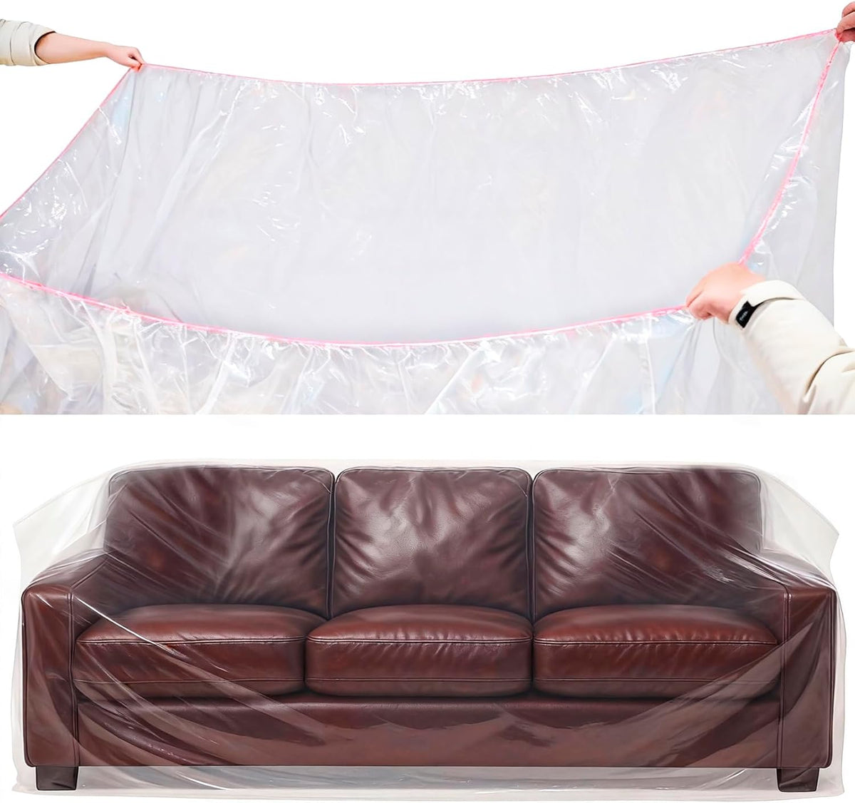 Plastic Couch Cover Furniture Cover with Elastic Band, Clear Sofa Cover Protector for Moving and Storage, Waterproof & Dustproof Moving Bags for Couch Slipcover 92W x 42D x 42H Inches (Sofa)