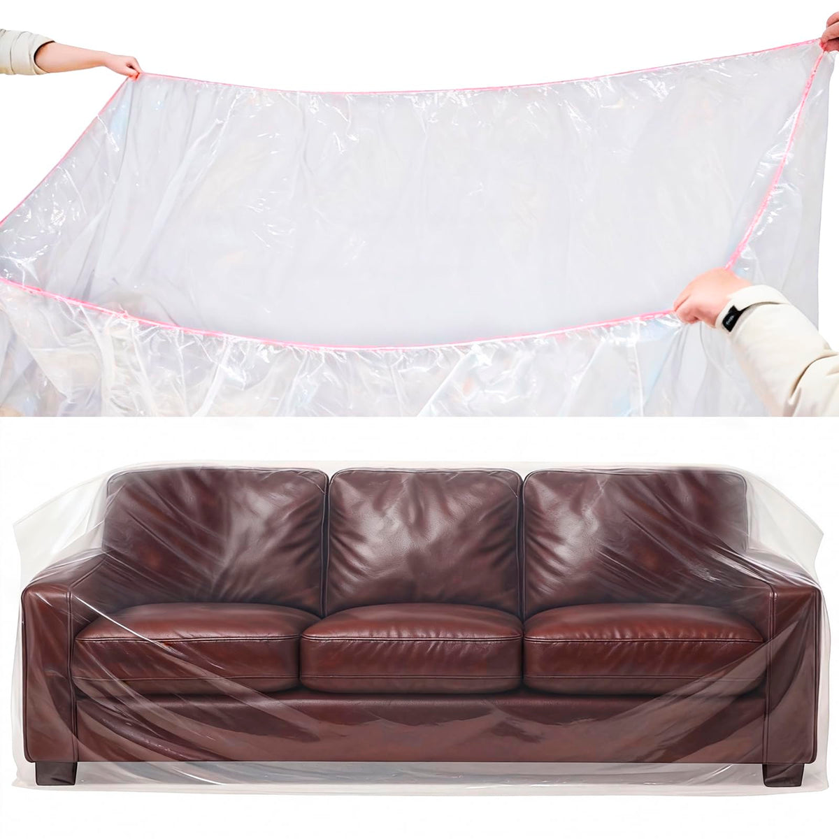 Plastic Couch Cover Furniture Cover with Elastic Band, Clear Sofa Cover Protector for Moving and Storage, Waterproof & Dustproof Moving Bags for Couch Slipcover 92W x 42D x 42H Inches (Sofa)