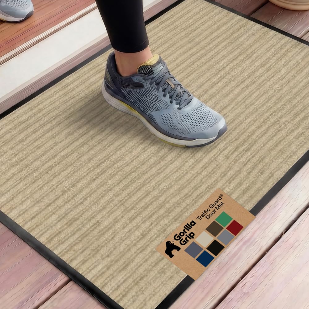 GORILLA GRIP Traffic Guard Indoor Outdoor Heavy Duty Door Mat, 72x48 Black