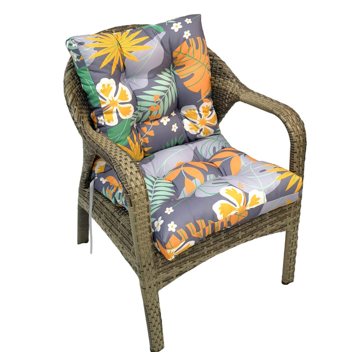 Outdoor Chair Cushions Waterproof Floral Tufted Lawn Wicker Chair Cushion for Patio Furniture Indoor Rocking Chair Pad 41.7"*20.8"*3.5" Hawaii