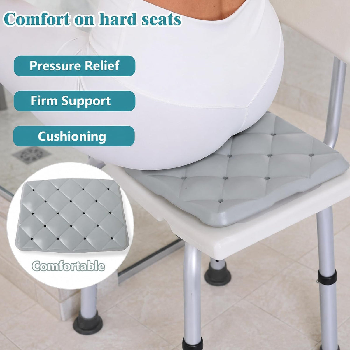 Shower Chair Cushion Waterproof, Shower Seat Cushion and Bath Bench Pad