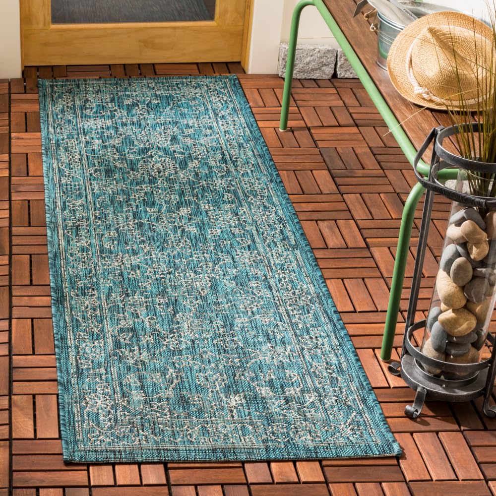 SAFAVIEH Courtyard Collection 8' x 10' Turquoise CY8680 Indoor/ Outside Waterproof Easy cleansingPatio Backyard Mudroom Area Mat