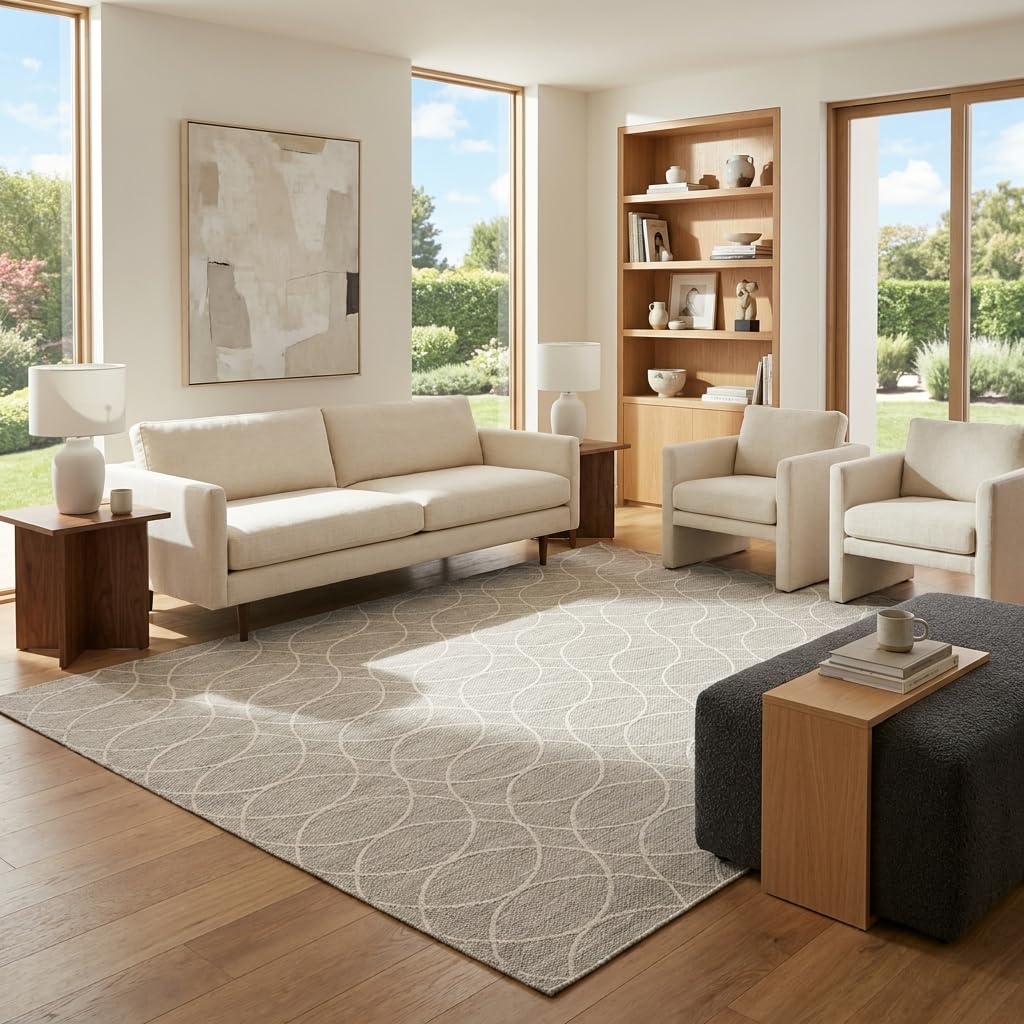 Unique Loom Outdoor Trellis Collection Area Rug - Gitter (10' x 14' 1" Rectangle, Blue/ Ivory)