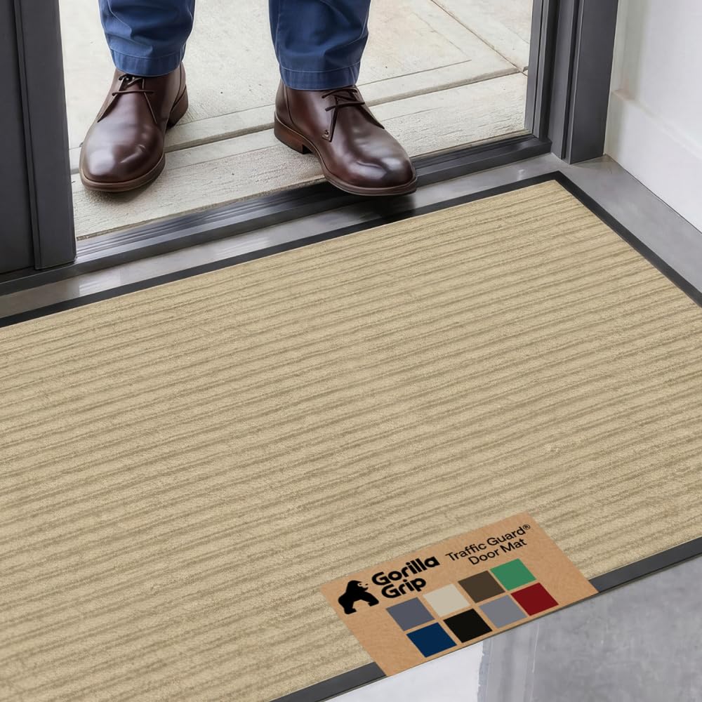 GORILLA GRIP Traffic Guard Indoor Outdoor Heavy Duty Door Mat, 72x48 Black