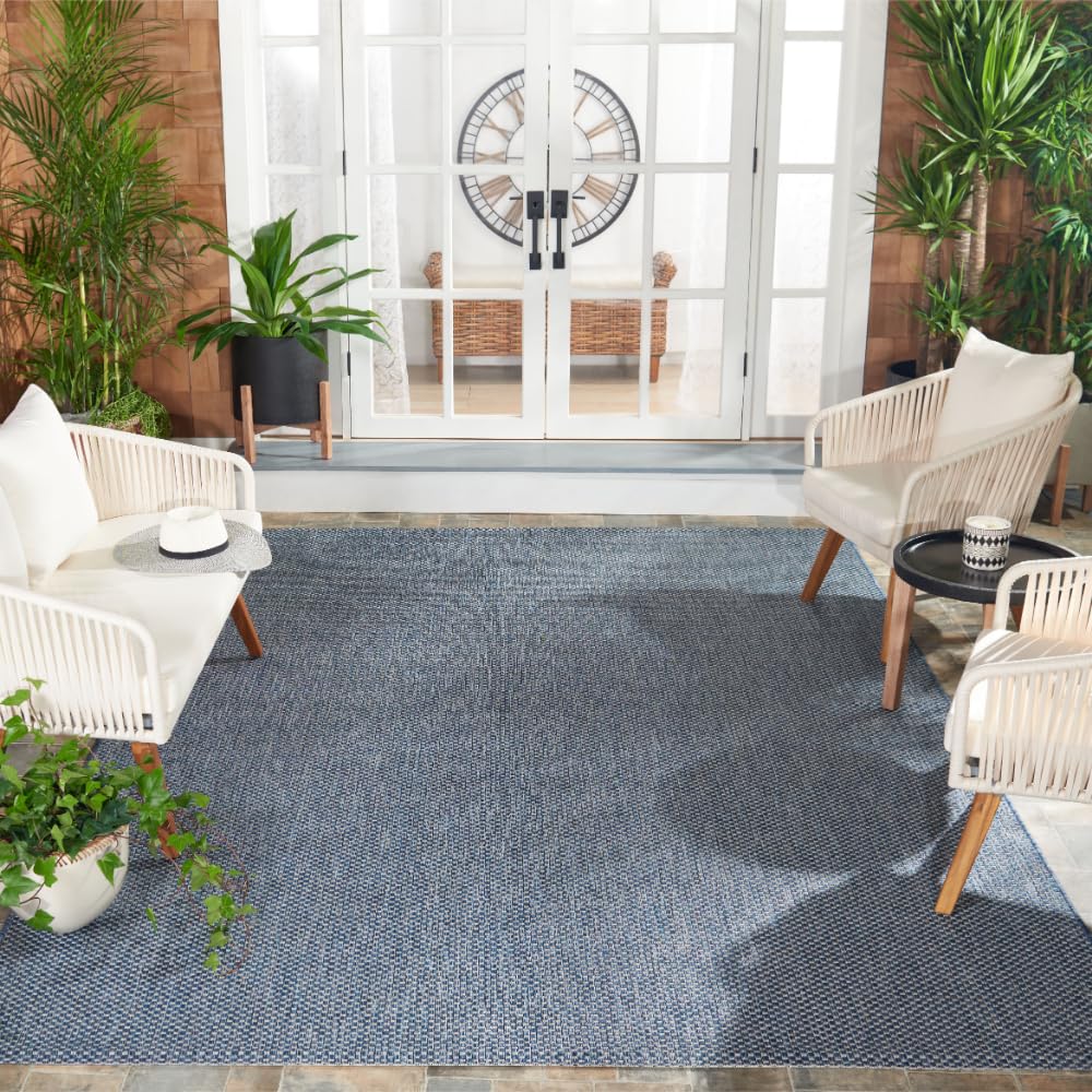 SAFAVIEH Washable Rug Outdoor Courtyard Collection - 8' x 10', Natural & Cream, Non-Shedding & Easy Cleaning, Ideal for Patio, Backyard, Mudroom, DIning Space (CY8521-03012)