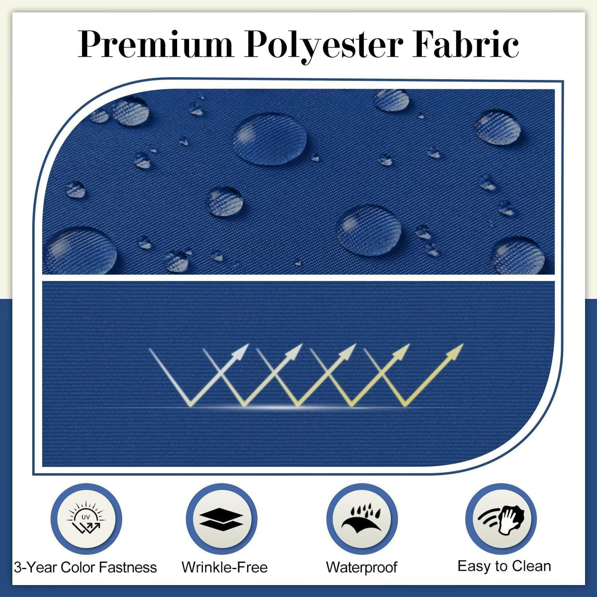 Cozyide Outdoor Chair Cushions, Waterproof Patio Seat Cushions with Adjustable Straps, Round Corner Patio Chair Cushions for Garden, Royal Blue, 17x16x2 Inch (Pack of 2)