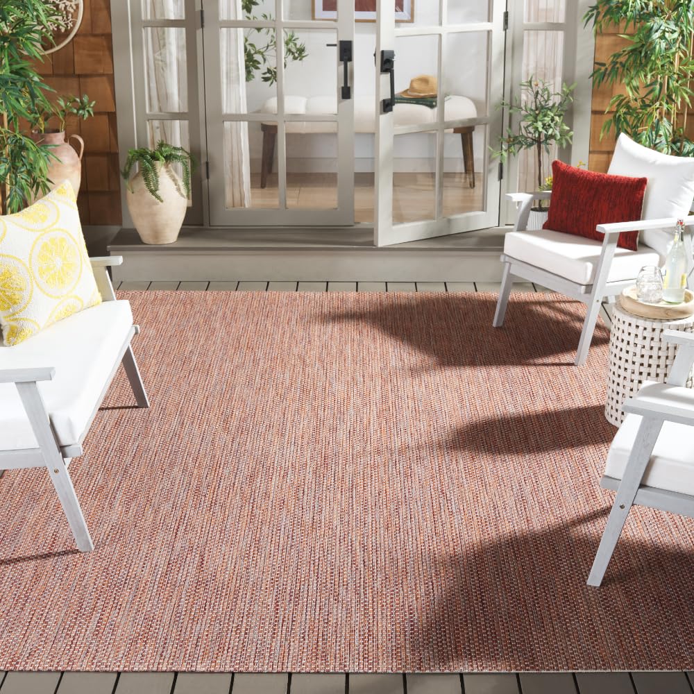 SAFAVIEH Washable Rug Outdoor Courtyard Collection - 8' x 10', Natural & Cream, Non-Shedding & Easy Cleaning, Ideal for Patio, Backyard, Mudroom, DIning Space (CY8521-03012)