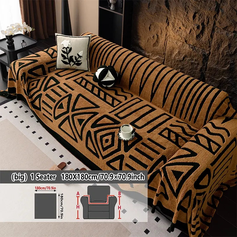 Geometric Pattern Sofa Cover, 1 Count Soft Dustproof Slipcover For Sofa, Soft Sofa Protector to Protect Couches in Living Room & Office, Couch Covers, Home Decor #GLOBAL PICKS