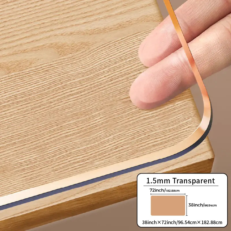 Food-Grade PVC Rectangle Desk Protector - High Transparency, Multi-Size, Cutting-Ready Oval Option with Ruler, Dustproof, Stain-Proof, Water-Resistant, Easy to Clean, Contemporary Cover for Wooden Furniture & Glass Dining Tops (DIY Cut Friendly),sohochic