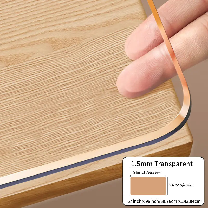 Food-Grade PVC Rectangle Desk Protector - High Transparency, Multi-Size, Cutting-Ready Oval Option with Ruler, Dustproof, Stain-Proof, Water-Resistant, Easy to Clean, Contemporary Cover for Wooden Furniture & Glass Dining Tops (DIY Cut Friendly),sohochic