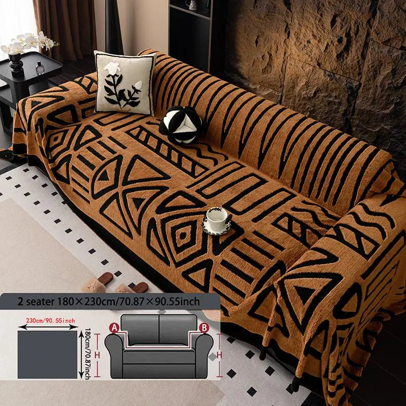 Geometric Pattern Sofa Cover, 1 Count Soft Dustproof Slipcover For Sofa, Soft Sofa Protector to Protect Couches in Living Room & Office, Couch Covers, Home Decor #GLOBAL PICKS