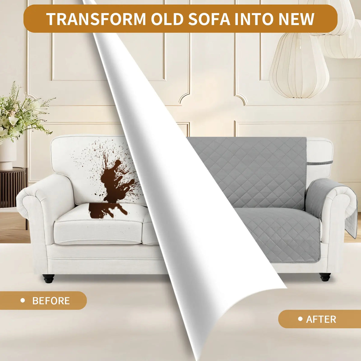 PureFit Reversible Sofa Cover - Washable, Water-Resistant Quilted Slipcover with Elastic Straps, Non-Slip Pet Protector for 1/2/3-Seater Cushions, Dust Protection, All Seasons Living Room Decor, Multi-Size Fit, Sofa Covers Washable, Two Seater,sohochic