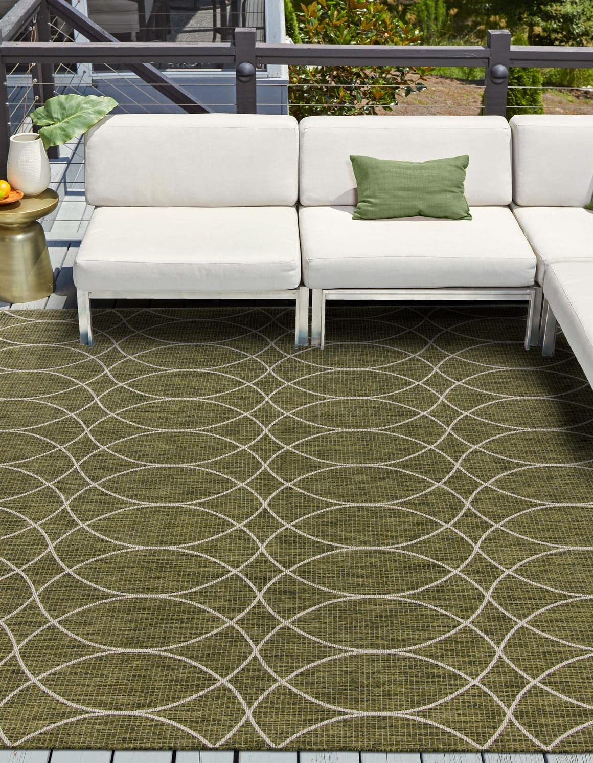 Unique Loom Outdoor Trellis Collection Area Rug - Gitter (10' x 14' 1" Rectangle, Blue/ Ivory)