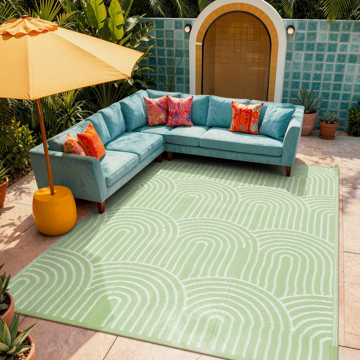 Lahome Extra Large Outdoor Rug 8x10 Patio Waterproof,Reversible Camping Rug