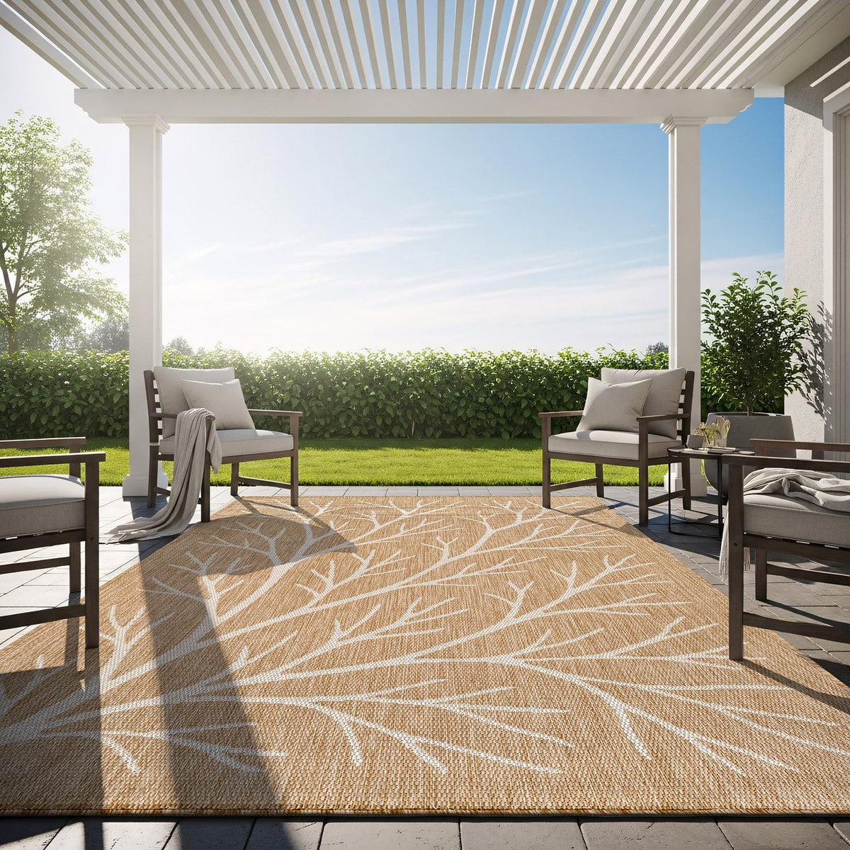 Washable Indoor Outdoor Rug 9x12 Weather Resistant Area Rugs Modern Solid for Porch Deck Balcony Backyard Patio Outside Carpet (9 X 12 Aqua Blue)