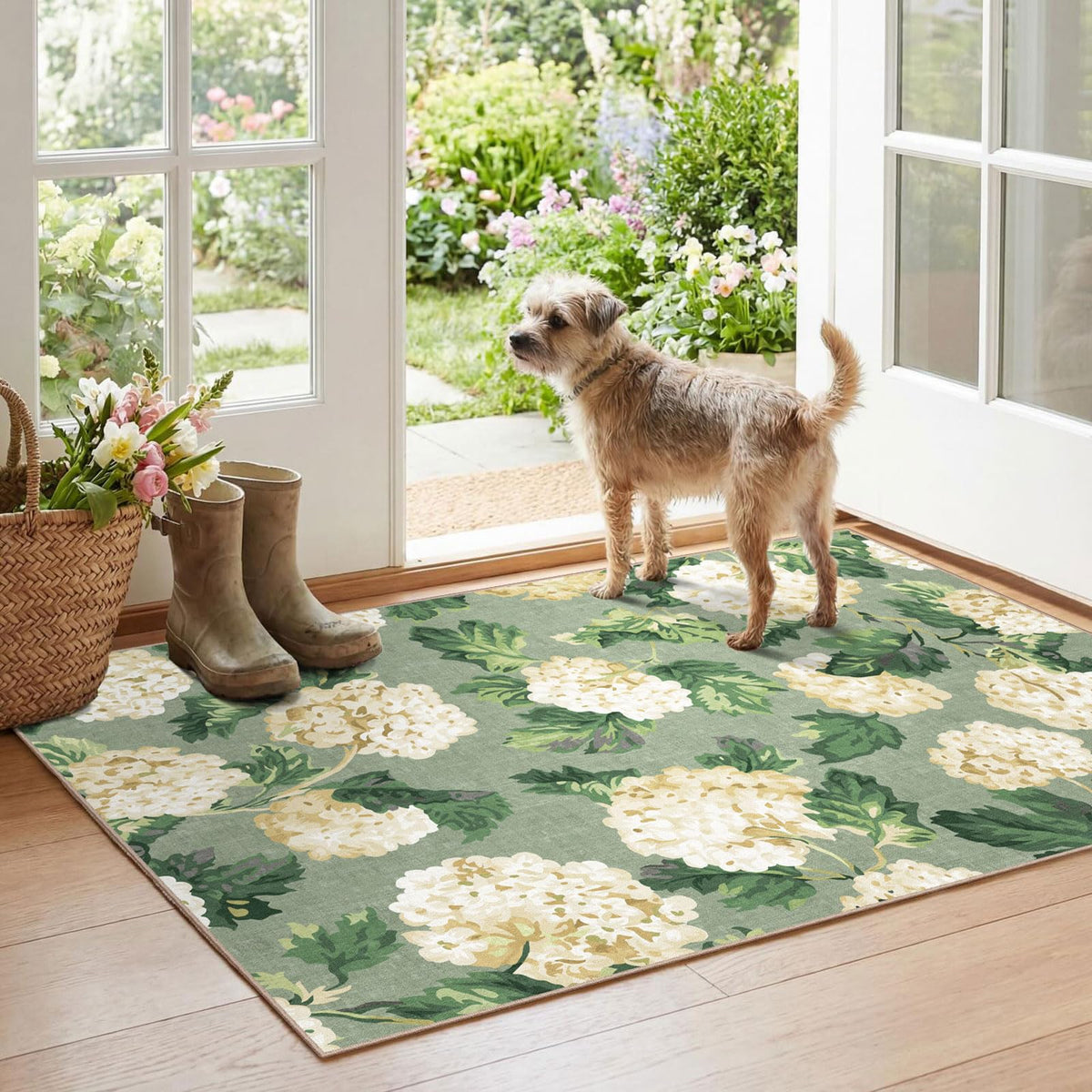 Floral Outdoor Rugs, 28"x43" Front Door Mat Indoor Outside Entrance
