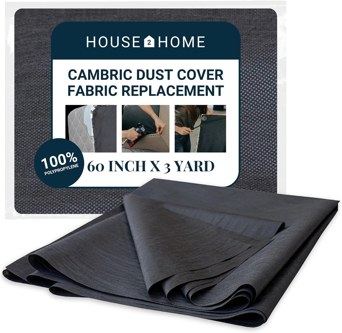 House2Home Cambric Dust Cover Fabric, Black, 60x108in