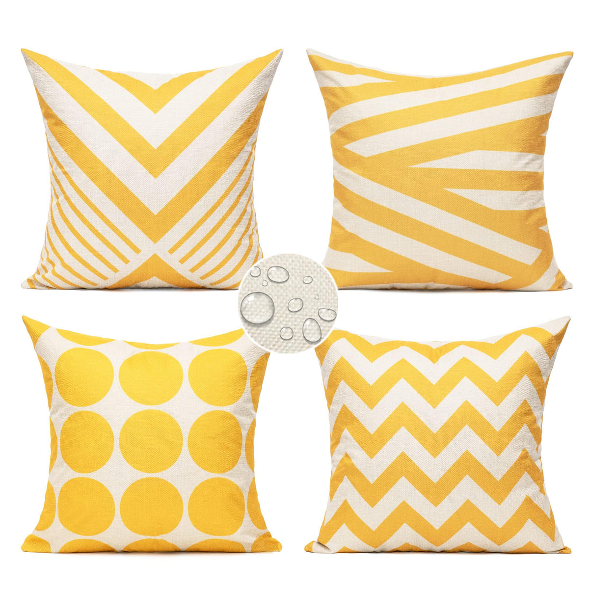 All Smiles Outdoor Waterproof Throw Pillow Covers 18X18 Set of 4,Orange Decorative Cushion Covers Boho Decorations Outside for Patio Furniture Porch Seat Chair Couch Sofa Living Room Geometric