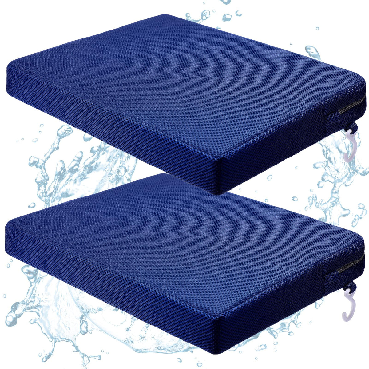 Leinuosen 2 Pcs Shower Seat Cushion with Non Slip Silicone Bottom 4d Mesh Pad Waterproof Shower Chair Cushion Bathtub Pad Bath Pillow Seat Mat Washable Fast Drying for Elderly Disabled(Blue)