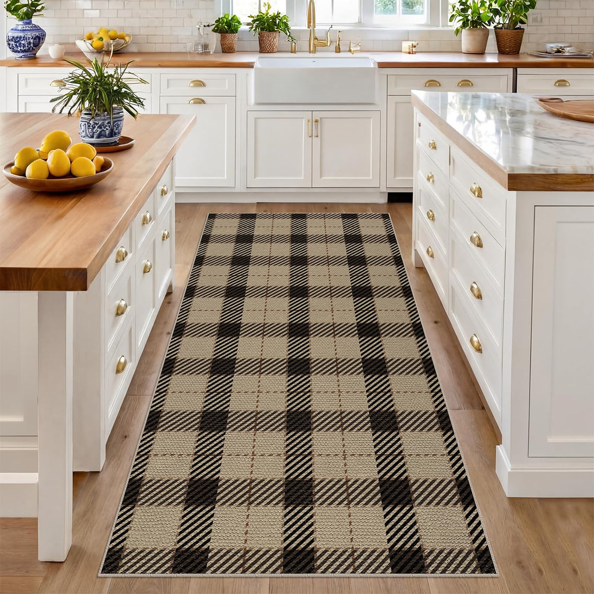 JTJ Easy Jute 3x5 Outdoor Rug for Front Porch, Washable Sage Green Plaid