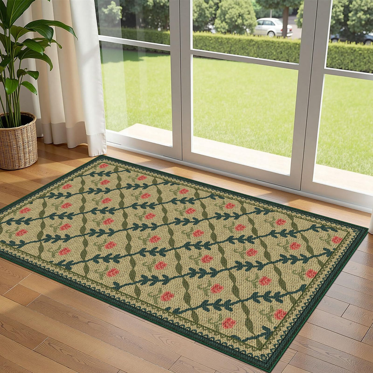 Floral Outdoor Rugs, 28"x43" Front Door Mat Indoor Outside Entrance