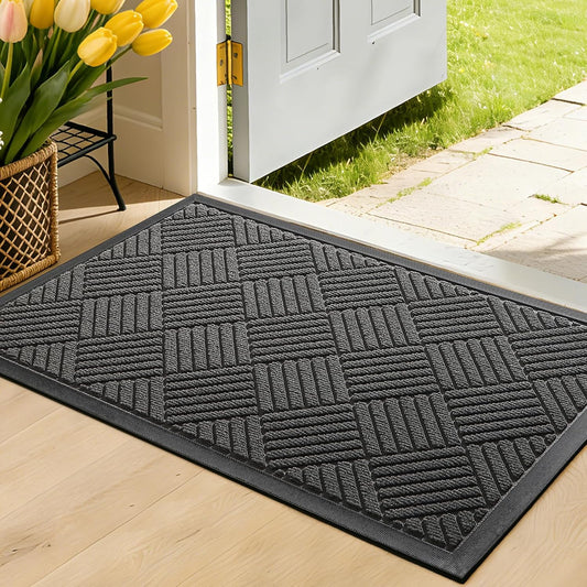 Front Door Mat, Heavy Duty Non-Slip Doormat 29.5"x17", Grey