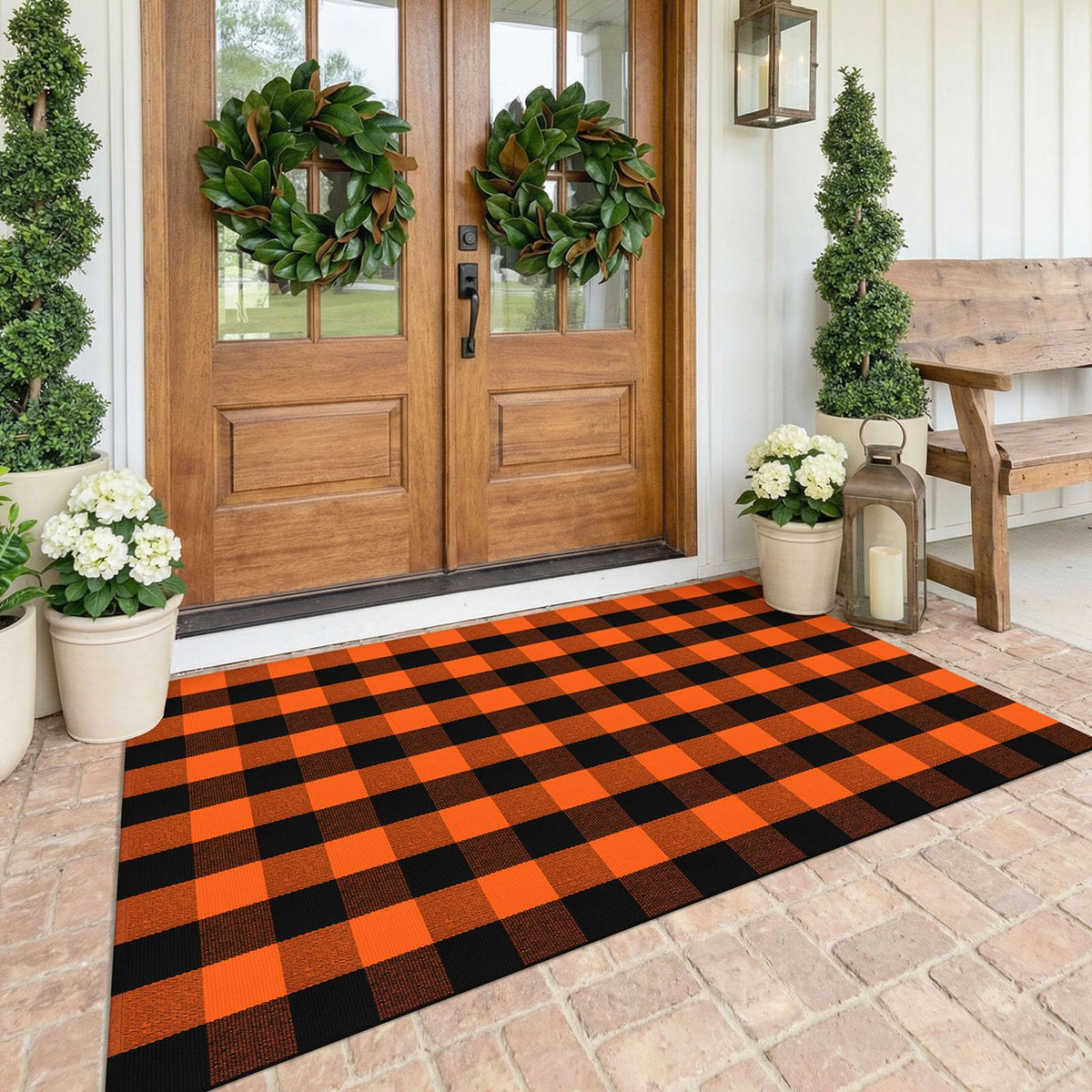 KOZYFLY Buffalo Plaid Area Rugs 27.5x43 in Black and White Checkered Rug