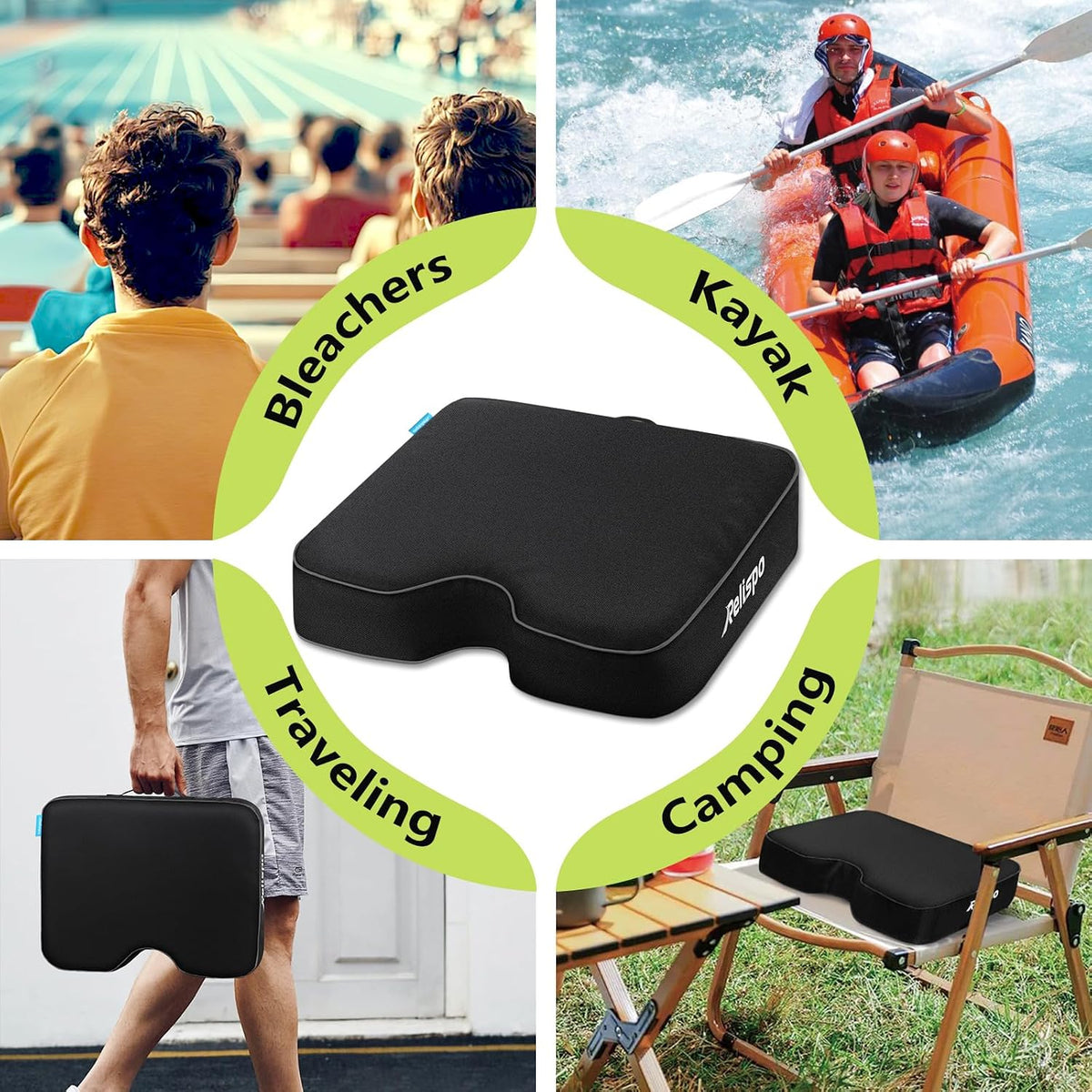 Stadium Seat Cushion for Bleachers, 2-in-1 Reversible Soft & Firm