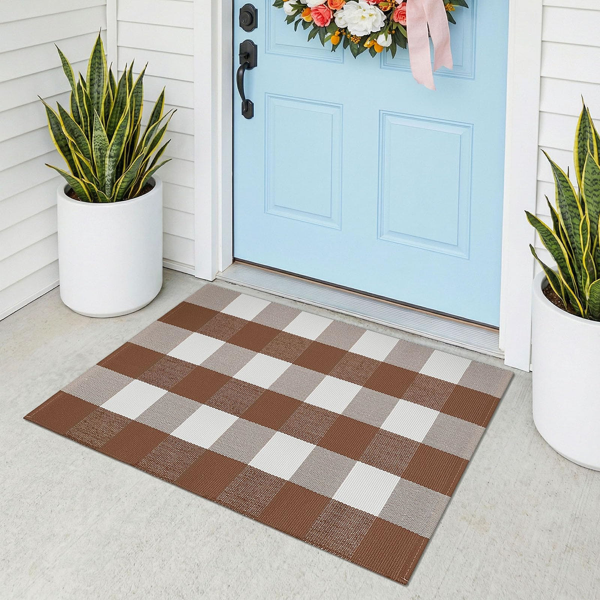 KOZYFLY Buffalo Plaid Area Rugs 27.5x43 in Black and White Checkered Rug