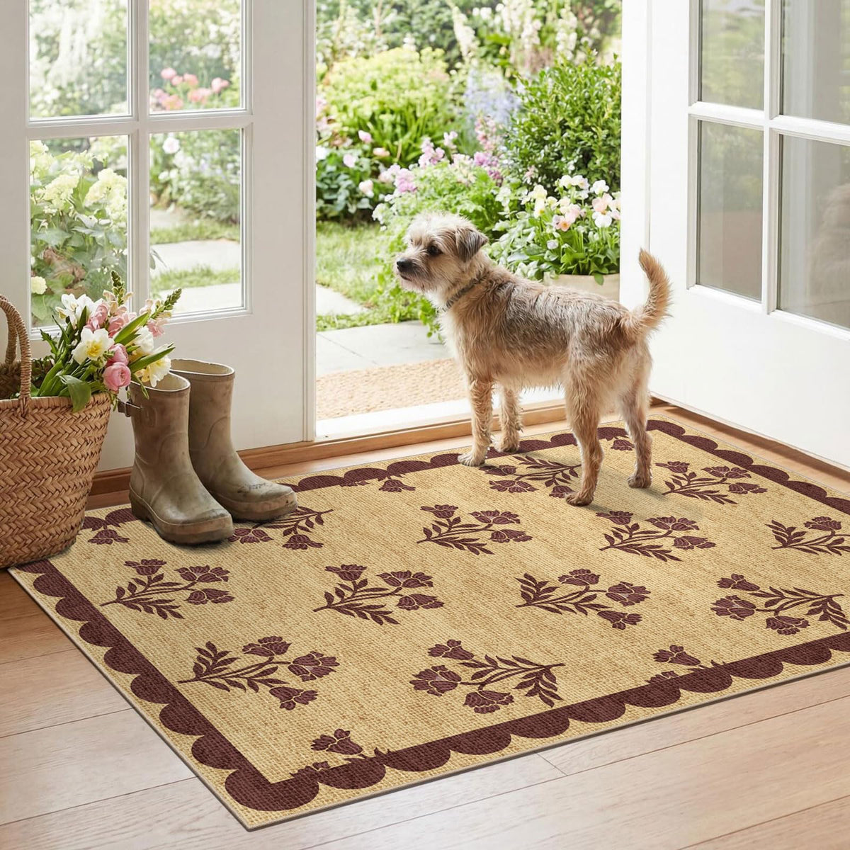 Floral Outdoor Rugs, 28"x43" Front Door Mat Indoor Outside Entrance