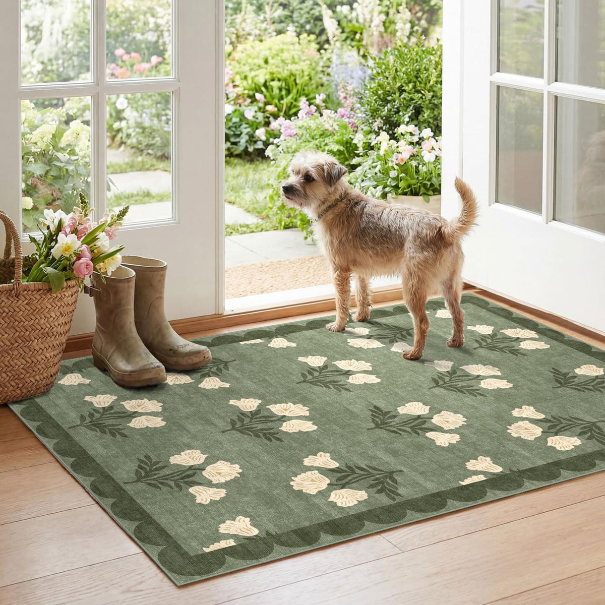 Floral Outdoor Rugs, 28"x43" Front Door Mat Indoor Outside Entrance