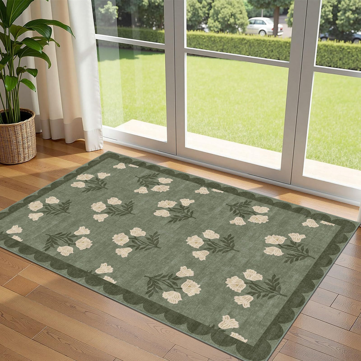 Floral Outdoor Rugs, 28"x43" Front Door Mat Indoor Outside Entrance