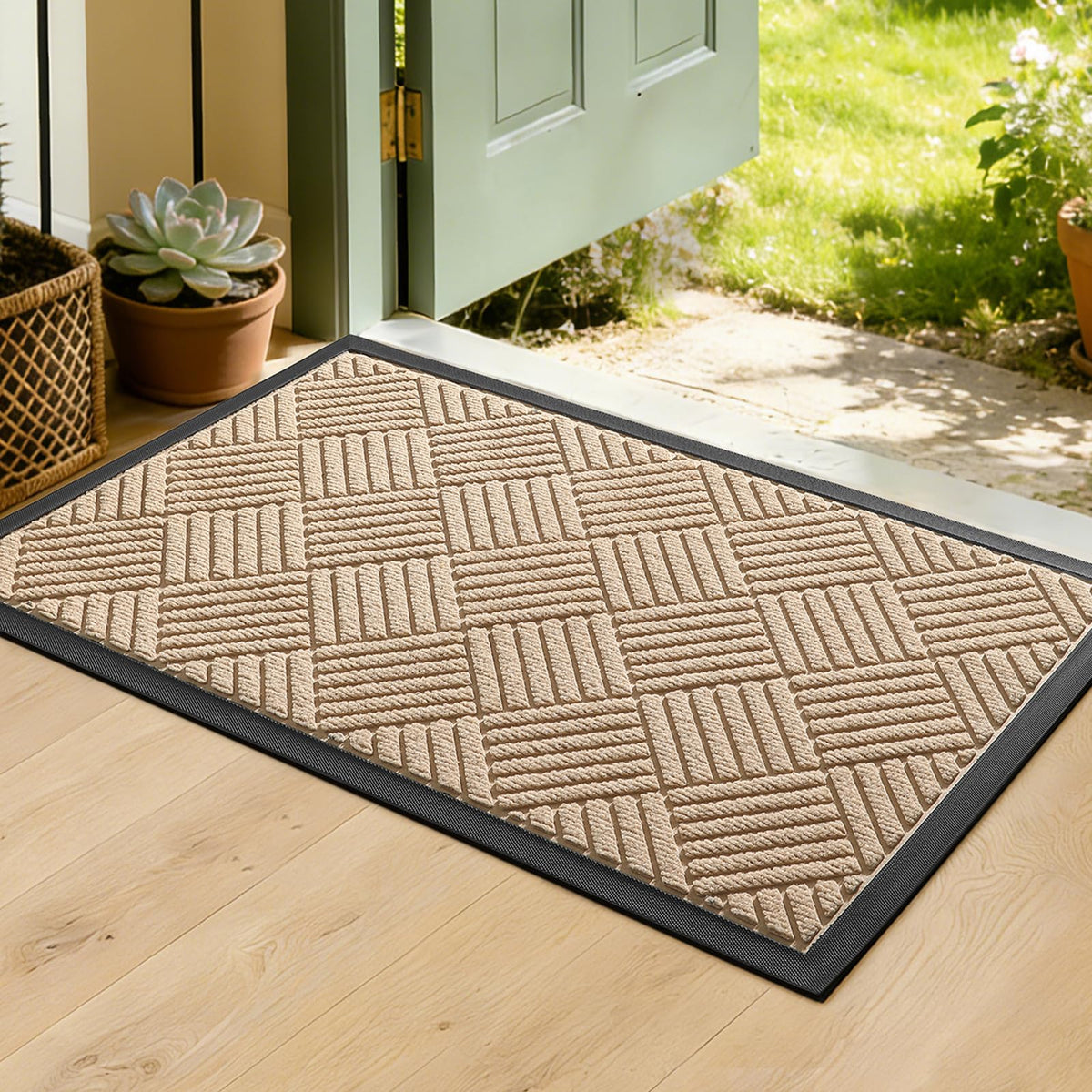 Front Door Mat, Heavy Duty Non-Slip Doormat 29.5"x17", Grey