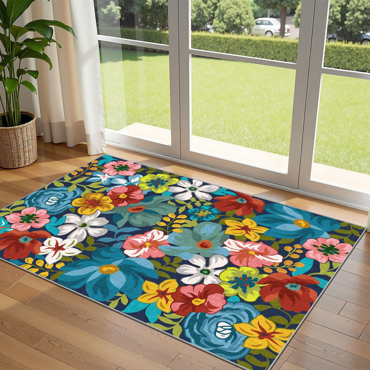 Floral Outdoor Rugs, 28"x43" Front Door Mat Indoor Outside Entrance