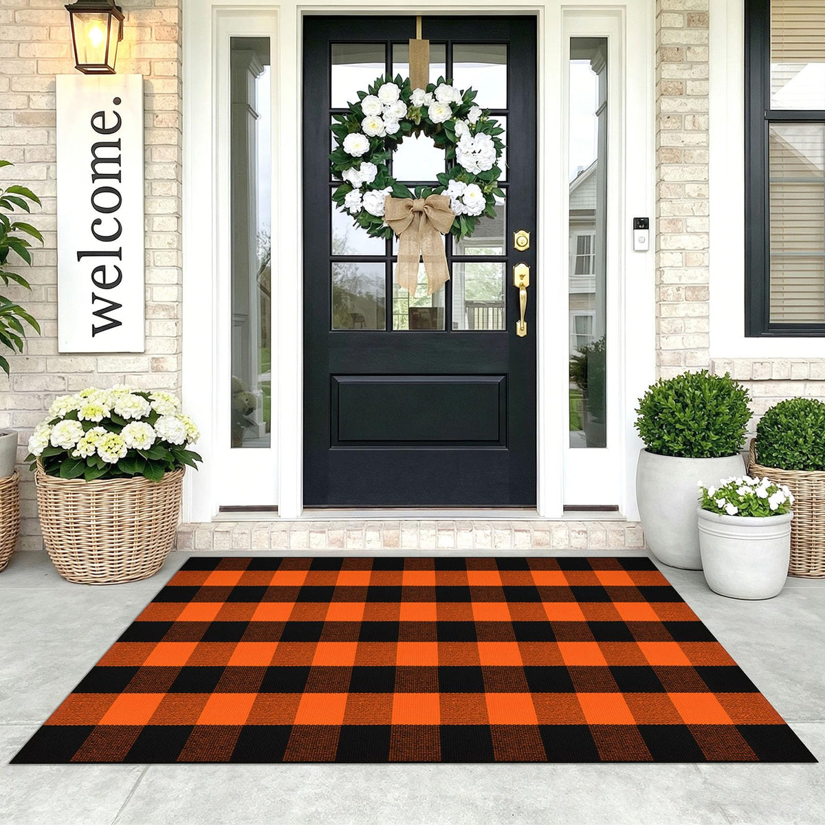 KOZYFLY Buffalo Plaid Area Rugs 27.5x43 in Black and White Checkered Rug