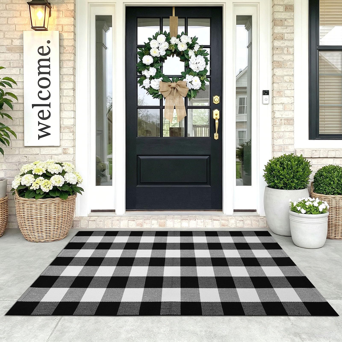 KOZYFLY Buffalo Plaid Area Rugs 27.5x43 in Black and White Checkered Rug