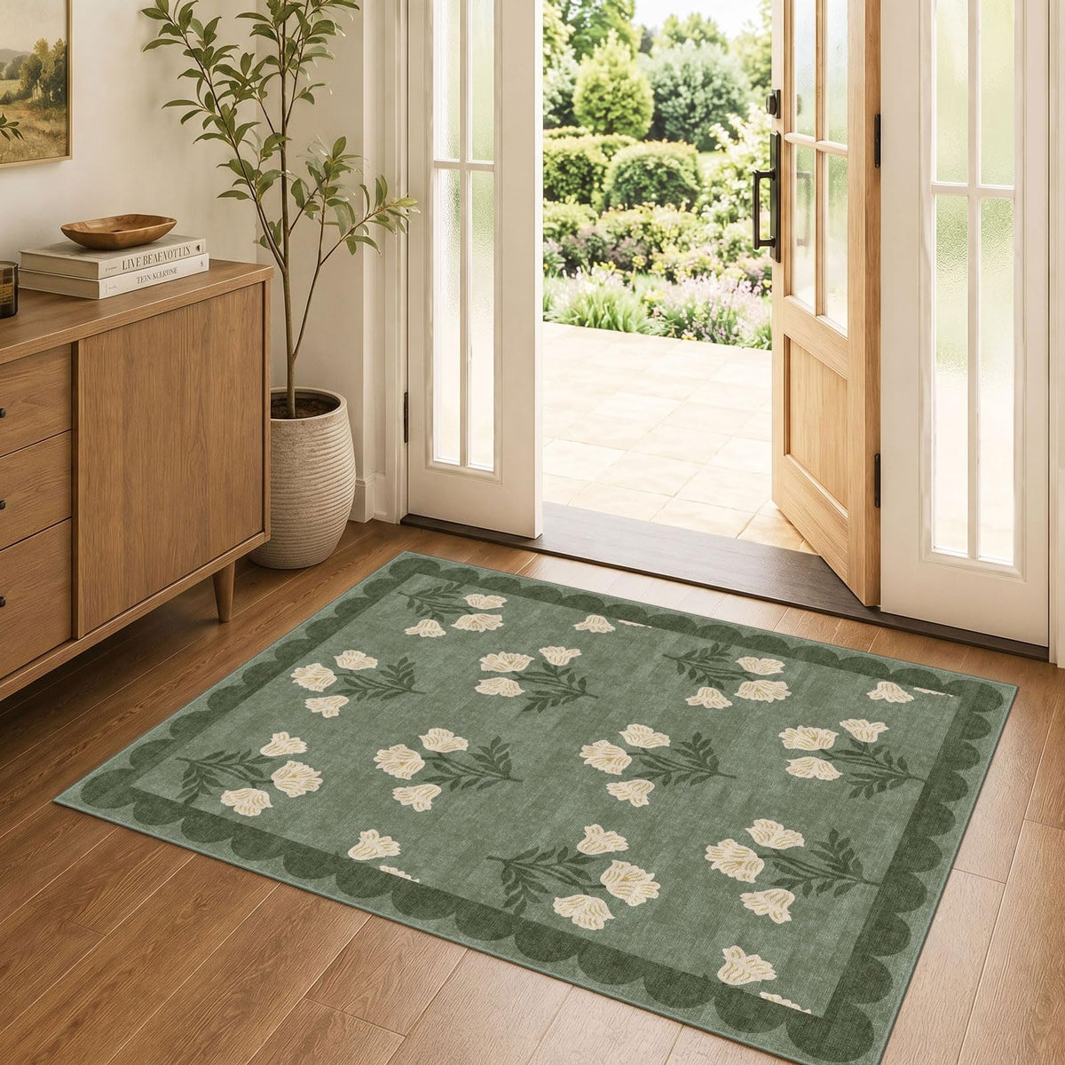 Floral Outdoor Rugs, 28"x43" Front Door Mat Indoor Outside Entrance